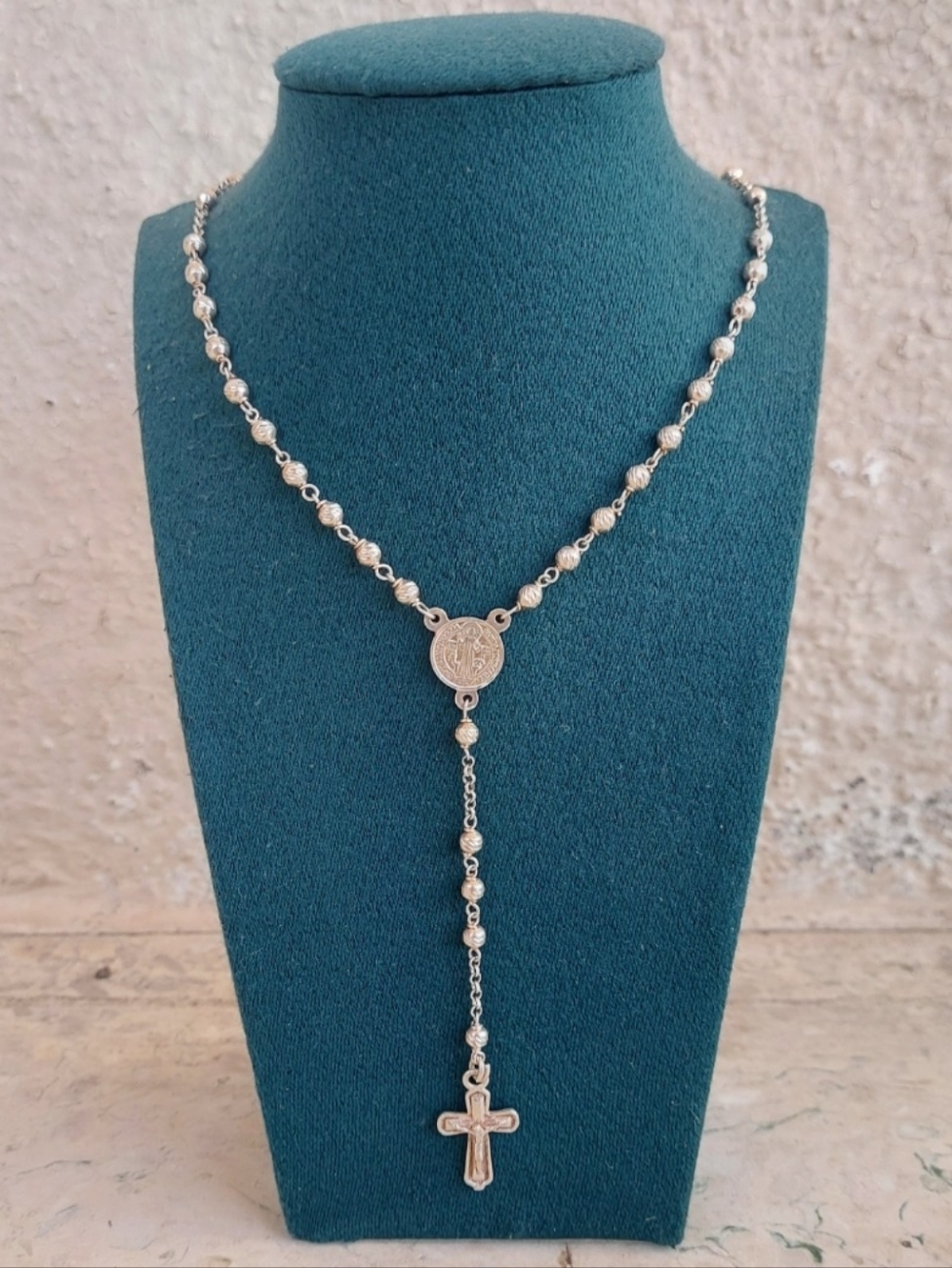 925 Sterling Silver 18"–20" Adjustable San Benito Rosary MN104